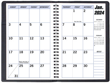 5.5" X 8.5" LEATHERETTE MONTHLY PLANNER