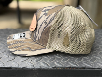 (FLASH SALE) Camo Hat with Natural Leather Patch